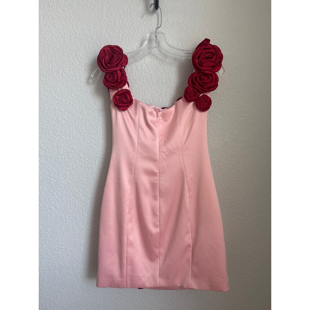 Atoir Pink Mini Dress with Red Rose Appliqués - Picture 7 of 12